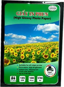 Giấy in 1 mặt bóng Mạnh Hưng A4 ĐL135 100 tờ
